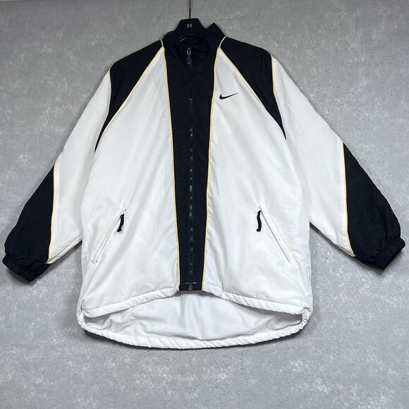 Vintage 90s Nike Windbreaker Jacket Womens Large Black/ White Lined Full Zip - Picture 7 of 14